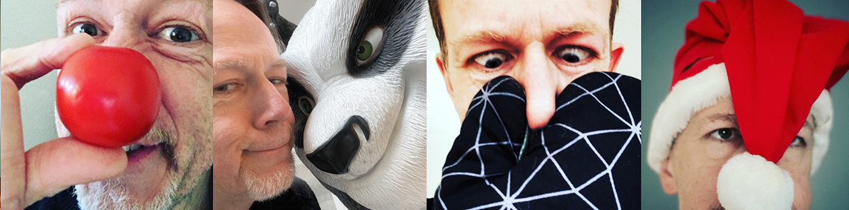 Bert von Norden mit Tomate, Kung Fu Panda, Topfhandschuh und Weihnachtsmütze